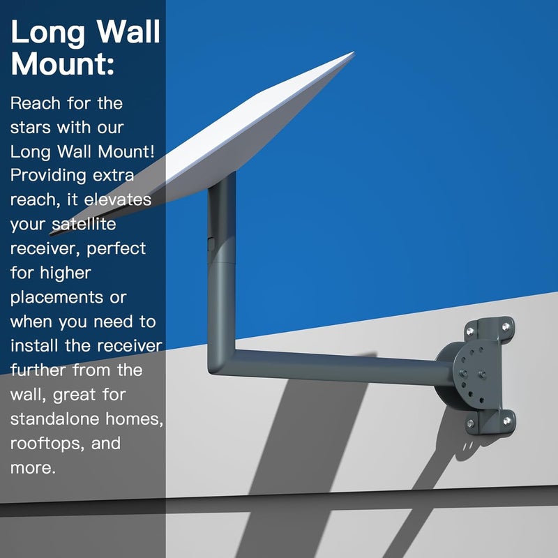 Foboull Starlink Long Wall Mount 𝗳𝗼𝗿 𝗦𝘁𝗮𝗿𝗹𝗶𝗻𝗸 𝗦𝘁𝗮𝗻𝗱𝗮𝗿𝗱 𝗔𝗰𝘁𝘂𝗮𝘁𝗲𝗱, 17 Inch Starlink Actuated Mounting Kit, with Starlink Gen 2, Suitable for Wall Buildings - Image 3
